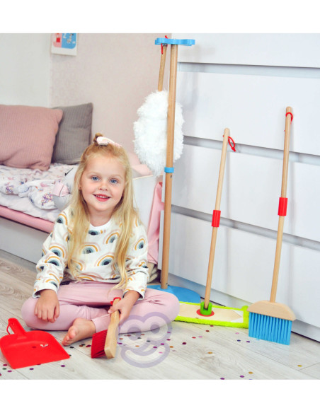 TOOKY TOY Drewniany Zestaw do Sprzątania dla Dzieci 6 el.