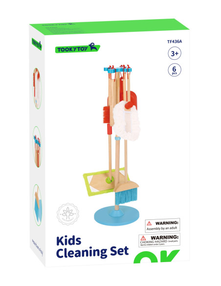 TOOKY TOY Drewniany Zestaw do Sprzątania dla Dzieci 6 el.