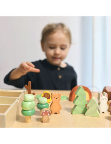TOOKY TOY Zestaw Leśny Układanka w Stosy Klocki Figurki
