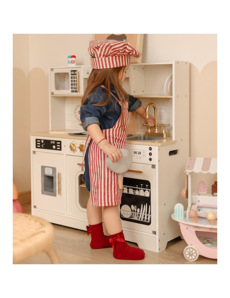 TOOKY TOY Duża Drewniana Multifunkcyjna Kuchnia Nowoczesna Akcesoria