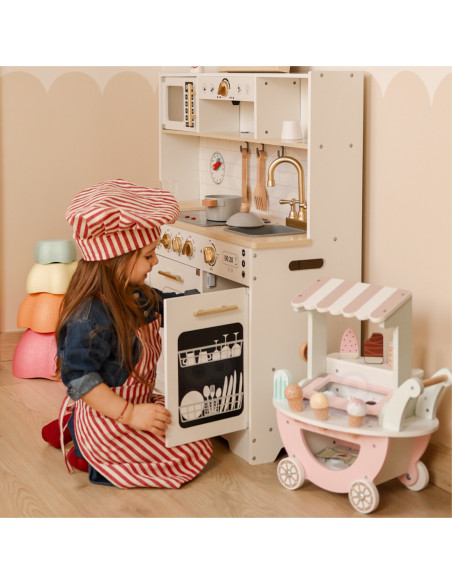 TOOKY TOY Duża Drewniana Multifunkcyjna Kuchnia Nowoczesna Akcesoria