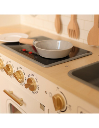 TOOKY TOY Duża Drewniana Multifunkcyjna Kuchnia Nowoczesna Akcesoria