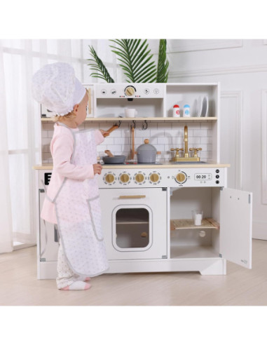 TOOKY TOY Duża Drewniana Multifunkcyjna Kuchnia Nowoczesna Akcesoria