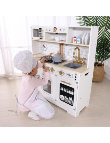 TOOKY TOY Duża Drewniana Multifunkcyjna Kuchnia Nowoczesna Akcesoria