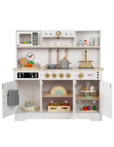 TOOKY TOY Duża Drewniana Multifunkcyjna Kuchnia Nowoczesna Akcesoria