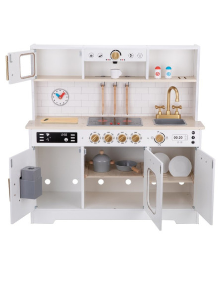 TOOKY TOY Duża Drewniana Multifunkcyjna Kuchnia Nowoczesna Akcesoria
