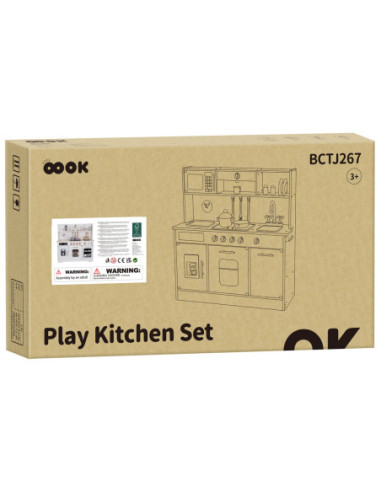 TOOKY TOY Duża Drewniana Multifunkcyjna Kuchnia Nowoczesna Akcesoria