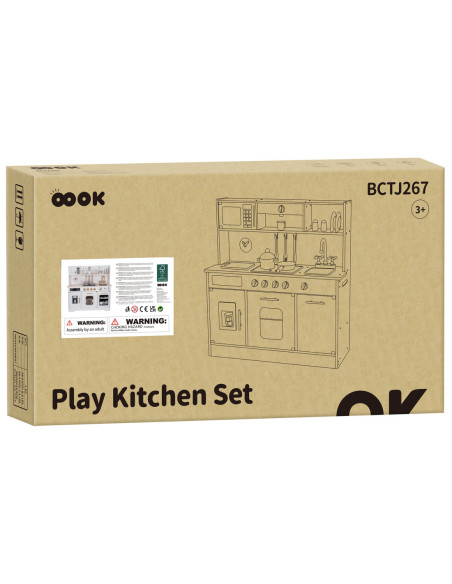 TOOKY TOY Duża Drewniana Multifunkcyjna Kuchnia Nowoczesna Akcesoria