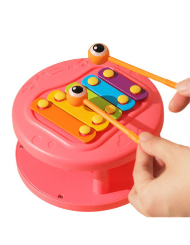 WOOPIE Ślimak do Ciągnięcia 4w1 Cymbałki Zębatki Sensoryczne Wyrzutnia + Małe Autko