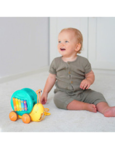 WOOPIE Ślimak do Ciągnięcia 4w1 Cymbałki Zębatki Sensoryczne Wyrzutnia + Małe Autko 2