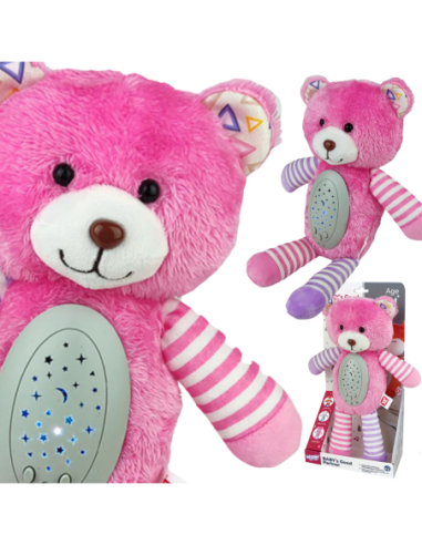 WOOPIE BABY Przytulanka Usypiacz Projektor 2w1 Różowy Miś - 10 Kołysanek