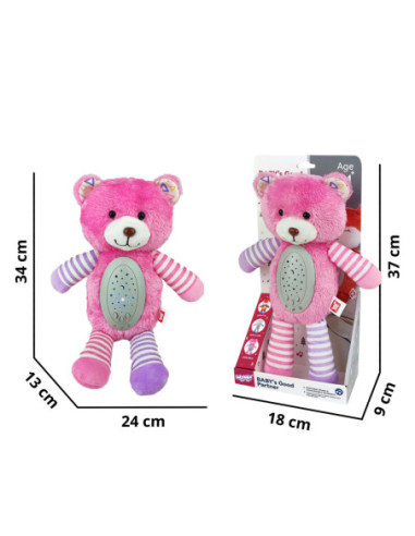 WOOPIE BABY Przytulanka Usypiacz Projektor 2w1 Różowy Miś - 10 Kołysanek