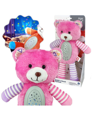 WOOPIE BABY Przytulanka Usypiacz Projektor 2w1 Różowy Miś - 10 Kołysanek