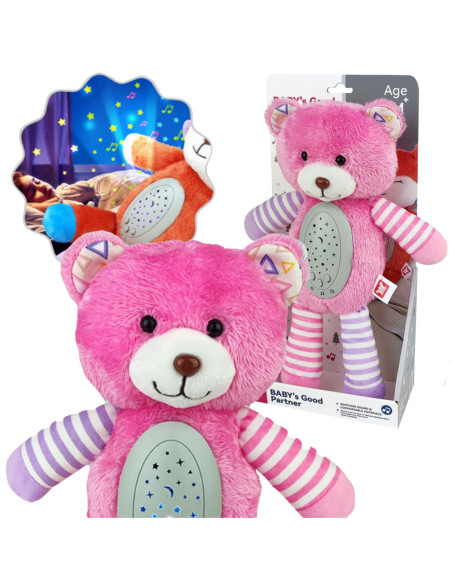 WOOPIE BABY Przytulanka Usypiacz Projektor 2w1 Różowy Miś - 10 Kołysanek