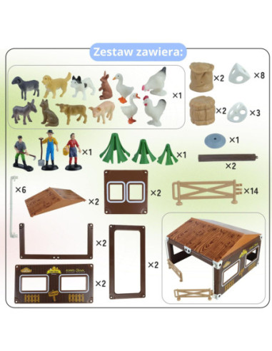 WOOPIE Zestaw Mały Rolnik Farma Zagroda + Zwierzęta i Akcesoria