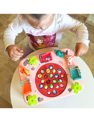 WOOPIE Gra Zręcznościowa Łowienie Ryb Interaktywny Stolik Różowy