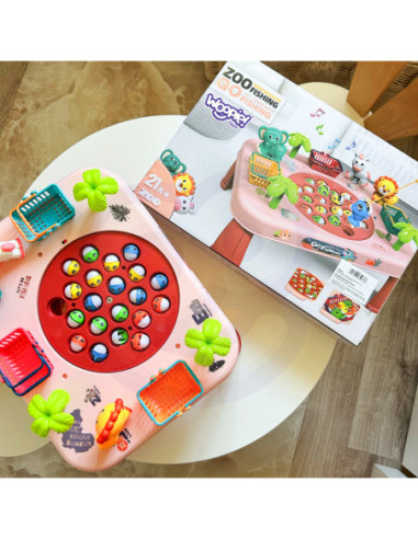 WOOPIE Gra Zręcznościowa Łowienie Ryb Interaktywny Stolik Różowy