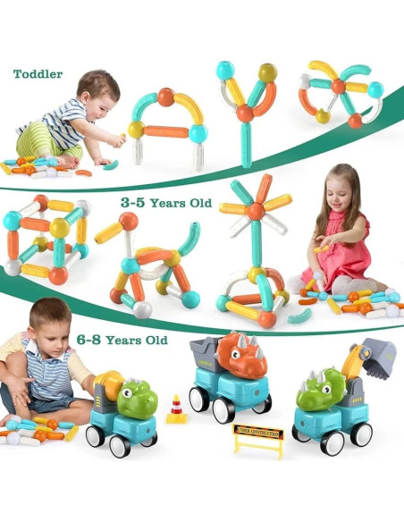 WOOPIE Klocki Magnetyczne Dinozaury- Konstrukcyjne