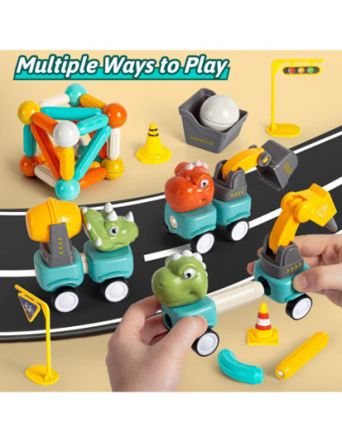 WOOPIE Klocki Magnetyczne Dinozaury- Konstrukcyjne