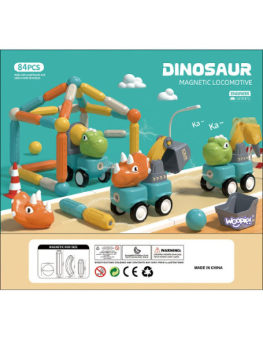 WOOPIE Klocki Magnetyczne Dinozaury- Konstrukcyjne