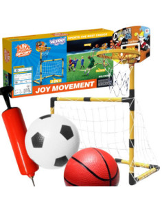 WOOPIE Zestaw 2w1 koszykówka Bramka do Piłki Nożnej + Piłki i Pompka