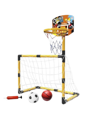 WOOPIE Zestaw 2w1 koszykówka Bramka do Piłki Nożnej + Piłki i Pompka