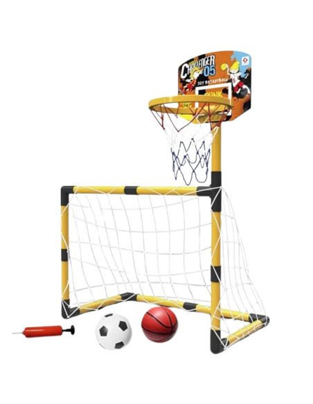 WOOPIE Zestaw 2w1 koszykówka Bramka do Piłki Nożnej + Piłki i Pompka