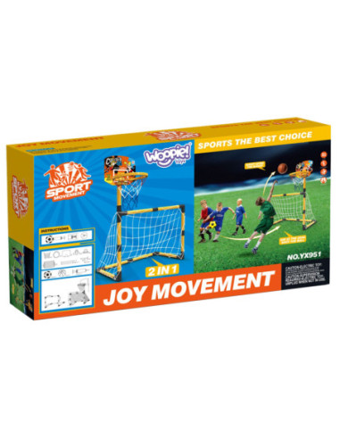 WOOPIE Zestaw 2w1 koszykówka Bramka do Piłki Nożnej + Piłki i Pompka