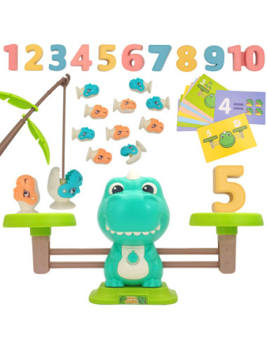 WOOPIE Waga Szalkowa Równoważnia Gra Łowienie Dinozaurów Rybek Nauka Liczydło