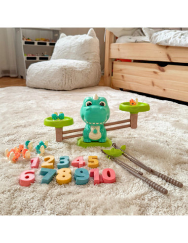 WOOPIE Waga Szalkowa Równoważnia Gra Łowienie Dinozaurów Rybek Nauka Liczydło