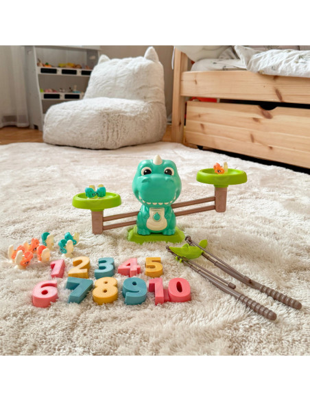 WOOPIE Waga Szalkowa Równoważnia Gra Łowienie Dinozaurów Rybek Nauka Liczydło