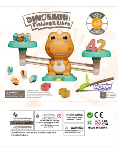 WOOPIE Waga Szalkowa Równoważnia Gra Łowienie Dinozaurów Rybek Nauka Liczydło