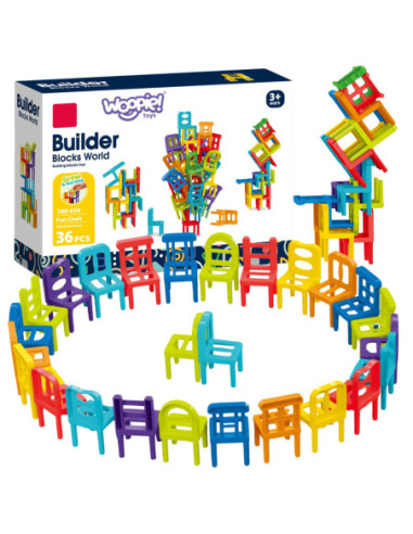 WOOPIE Gra Zręcznościowa Układanka Klocków Balansujące Krzesła 36 el.