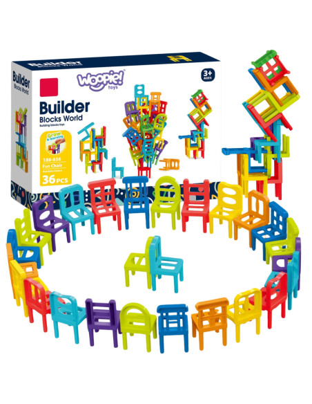 WOOPIE Gra Zręcznościowa Układanka Klocków Balansujące Krzesła 36 el.