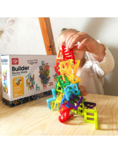 WOOPIE Gra Zręcznościowa Układanka Klocków Balansujące Krzesła 36 el. 2