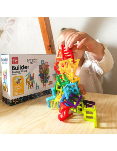 WOOPIE Gra Zręcznościowa Układanka Klocków Balansujące Krzesła 36 el.