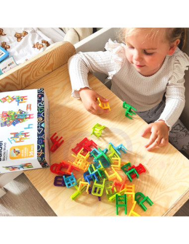 WOOPIE Gra Zręcznościowa Układanka Klocków Balansujące Krzesła 36 el.