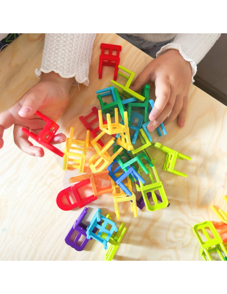 WOOPIE Gra Zręcznościowa Układanka Klocków Balansujące Krzesła 36 el.