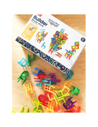 WOOPIE Gra Zręcznościowa Układanka Klocków Balansujące Krzesła 36 el.