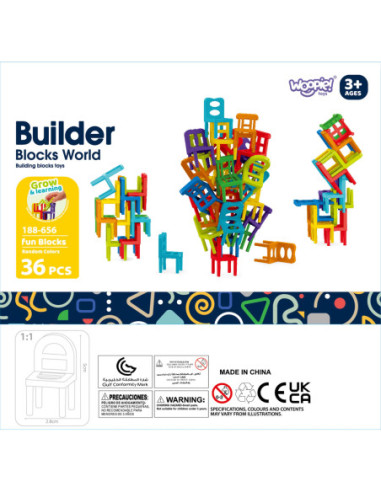 WOOPIE Gra Zręcznościowa Układanka Klocków Balansujące Krzesła 36 el.