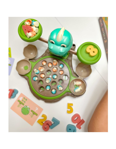 WOOPIE Waga Szalkowa Gra Łowienie Małych Prehistorycznych Dinozaurów Nauka Liczydło