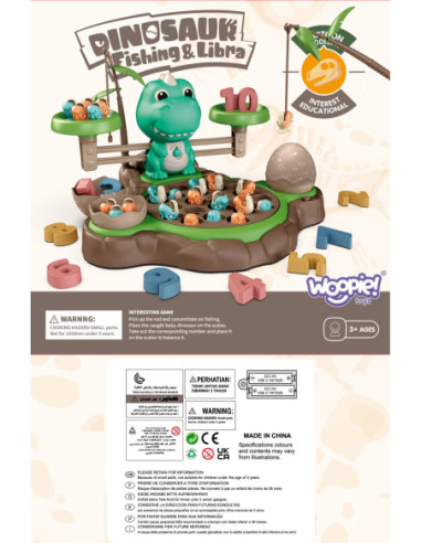 WOOPIE Waga Szalkowa Gra Łowienie Małych Prehistorycznych Dinozaurów Nauka Liczydło