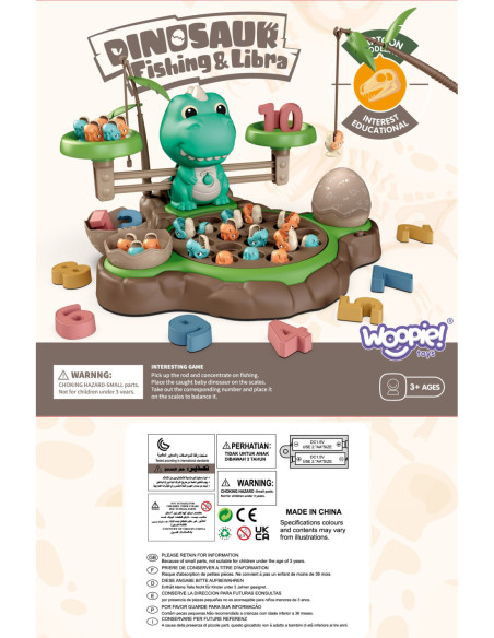 WOOPIE Waga Szalkowa Gra Łowienie Małych Prehistorycznych Dinozaurów Nauka Liczydło