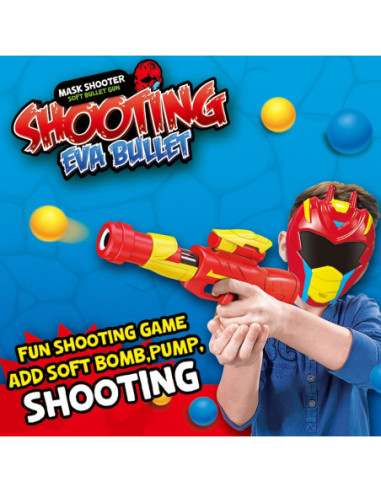 WOOPIE Zestaw Pistolet Karabin Na Piankowe Kulki + Maska Dla Dzieci Wyrzutnia Automatyczna 11 el.