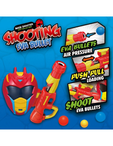 WOOPIE Zestaw Pistolet Karabin Na Piankowe Kulki + Maska Dla Dzieci Wyrzutnia Automatyczna 11 el.