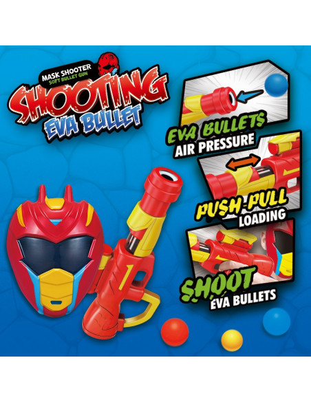 WOOPIE Zestaw Pistolet Karabin Na Piankowe Kulki + Maska Dla Dzieci Wyrzutnia Automatyczna 11 el.