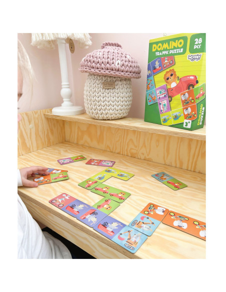 WOOPIE Gra Edukacyjna Transport Zwierzęta Puzzle Domino Montessori