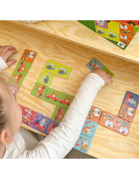 WOOPIE Gra Edukacyjna Transport Zwierzęta Puzzle Domino Montessori
