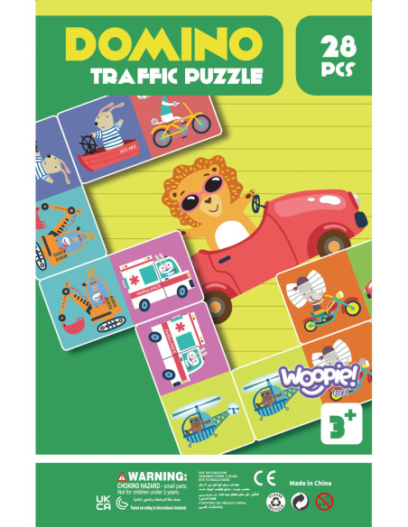 WOOPIE Gra Edukacyjna Transport Zwierzęta Puzzle Domino Montessori