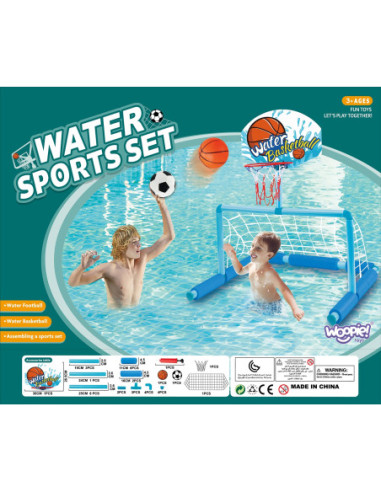 WOOPIE Zestaw Wodny Koszykówka 2w1 Bramka do Piłki Nożnej + Piłki + Pompka